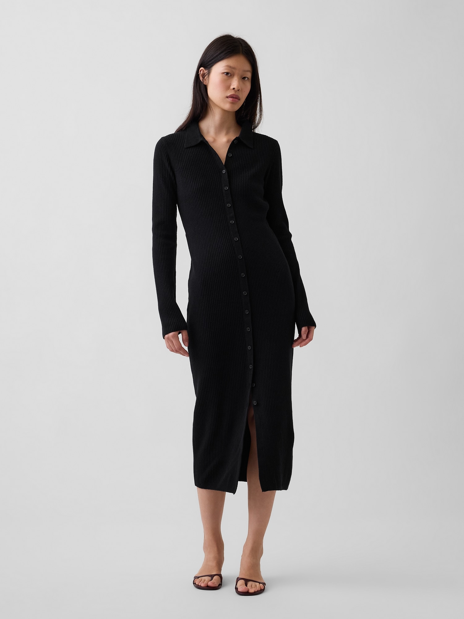 CashSoft Rib Sweater Maxi Shirtdress