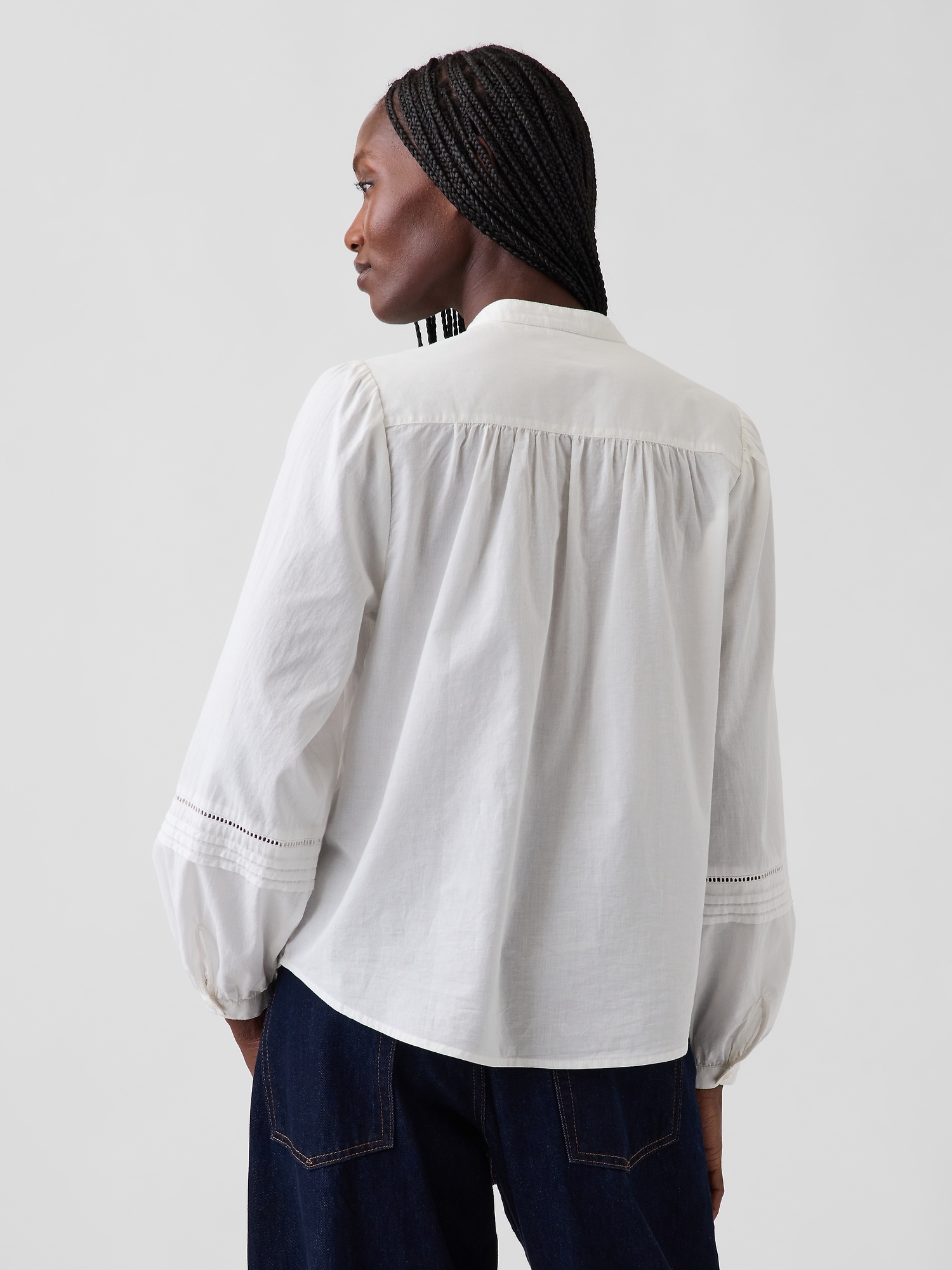 Embroidered Pintuck Top
