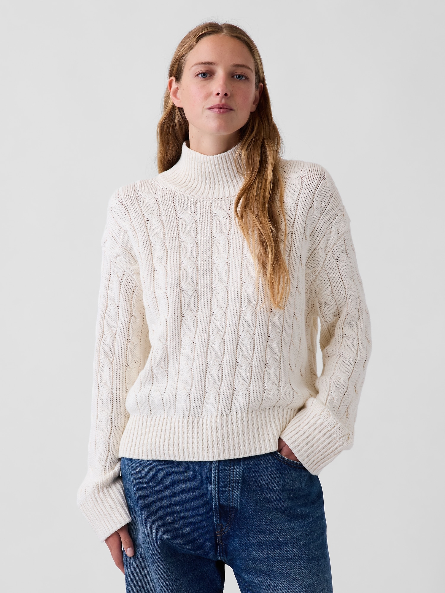100% Cotton Oversized Mockneck Sweater