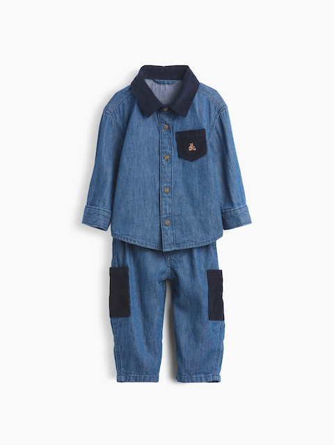 ENSEMBLE EN VELOURS CÔTELÉ ET EN DENIM POUR BÉBÉ