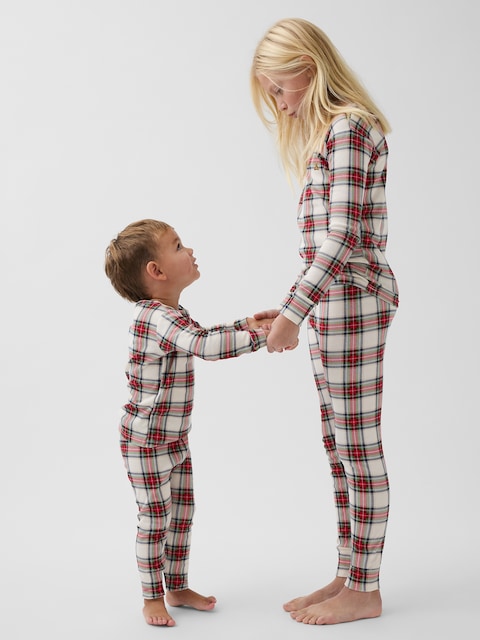 Kids & Baby Organic Brushed Cotton Plaid PJ Set