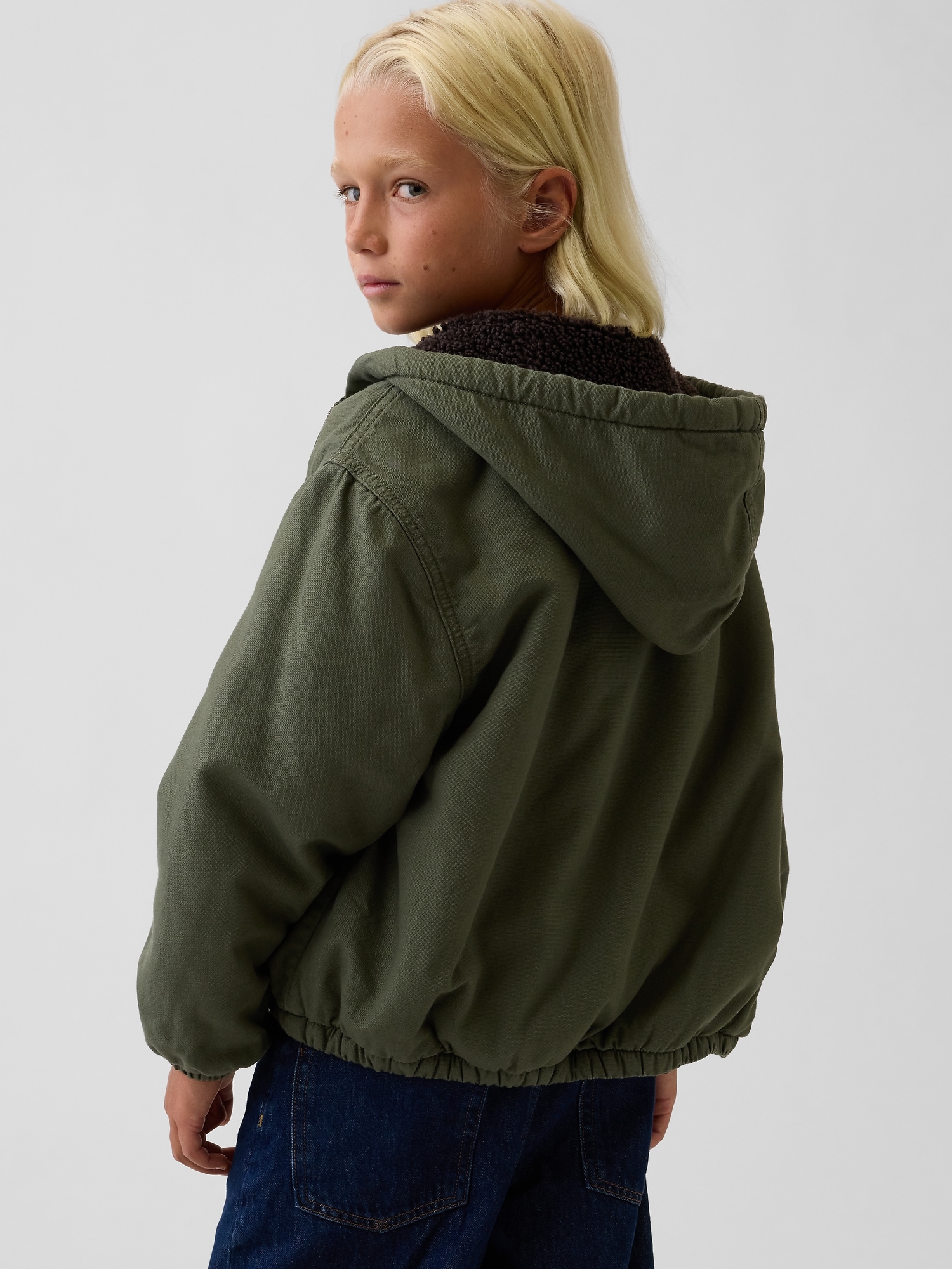 Veste en toile à capuchon doublure sherpa pour Enfant