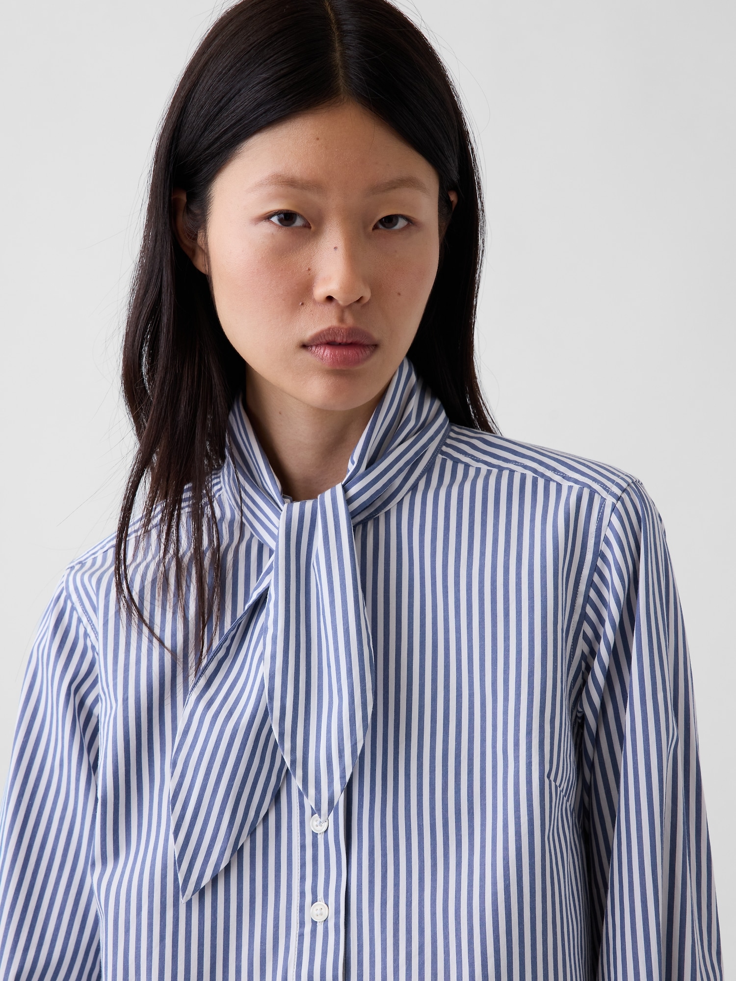 Organic Cotton Tie-Neck Mini Shift Dress