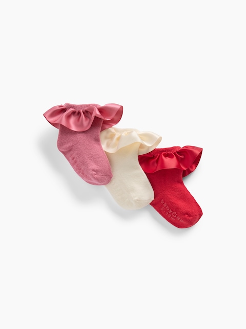CHAUSSETTES À VOLANTS POUR BÉBÉ (PAQUET DE 3 PAIRES)