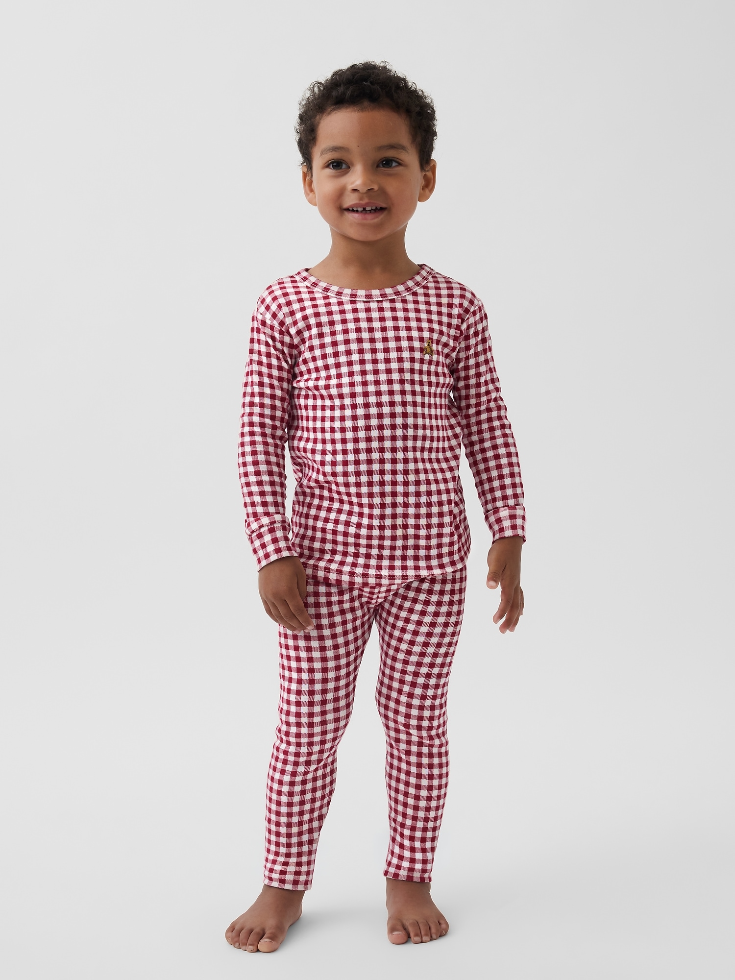 Pyjama en coton biologique brossé à motif guingan pour Enfant et Bébé
