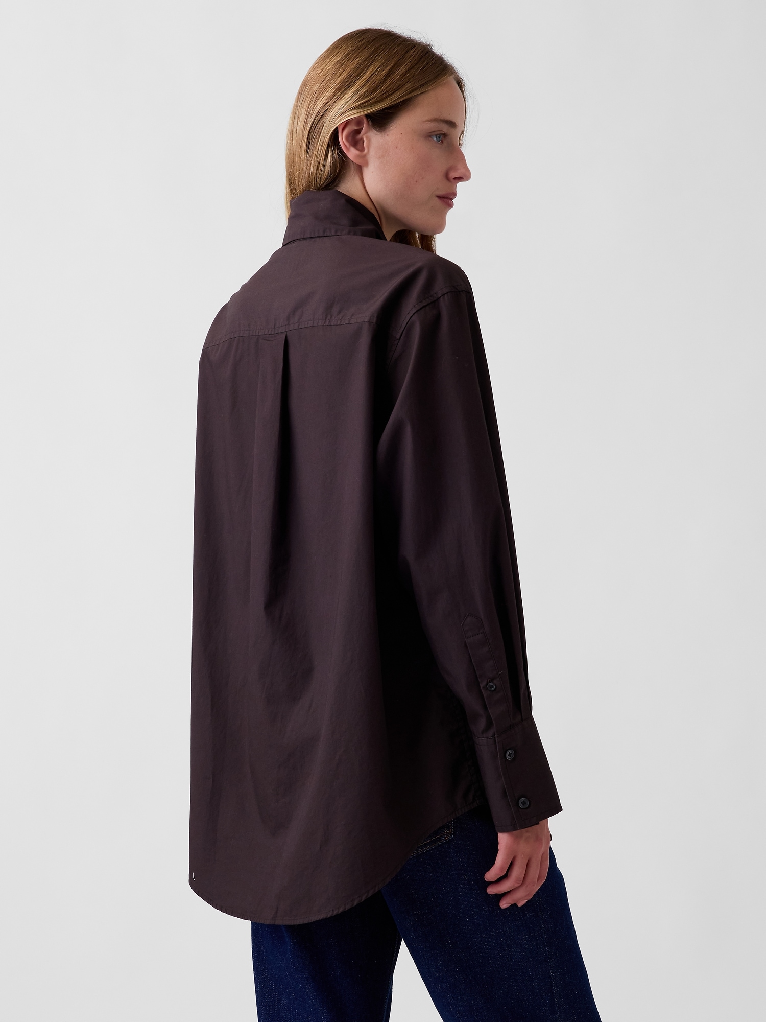 Organic Cotton Poplin Tie-Neck Big Shirt