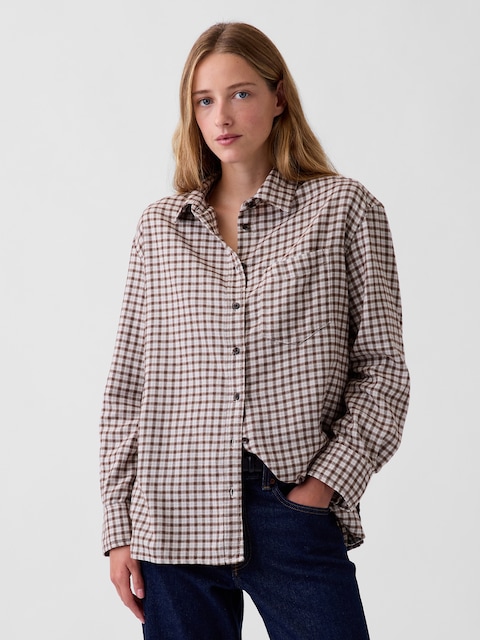 CHEMISE SURDIMENSIONNÉE À OURLET DROIT EN FLANELLE