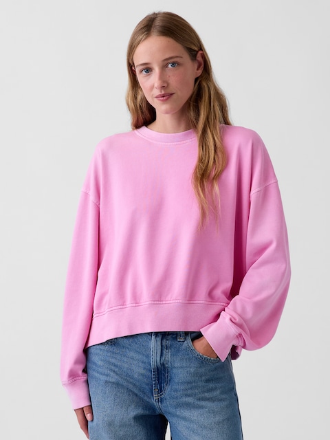 VintageSoft Terry Oversized Wedge Side-Slit Sweatshirt