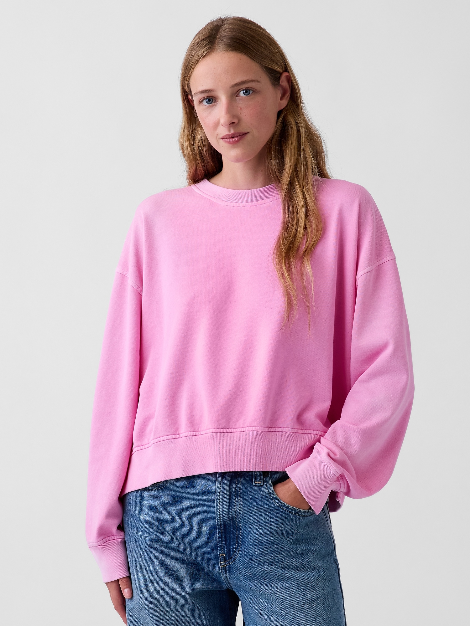 VintageSoft Terry Oversized Wedge Side-Slit Sweatshirt
