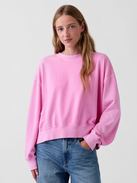 VintageSoft Terry Oversized Wedge Side-Slit Sweatshirt