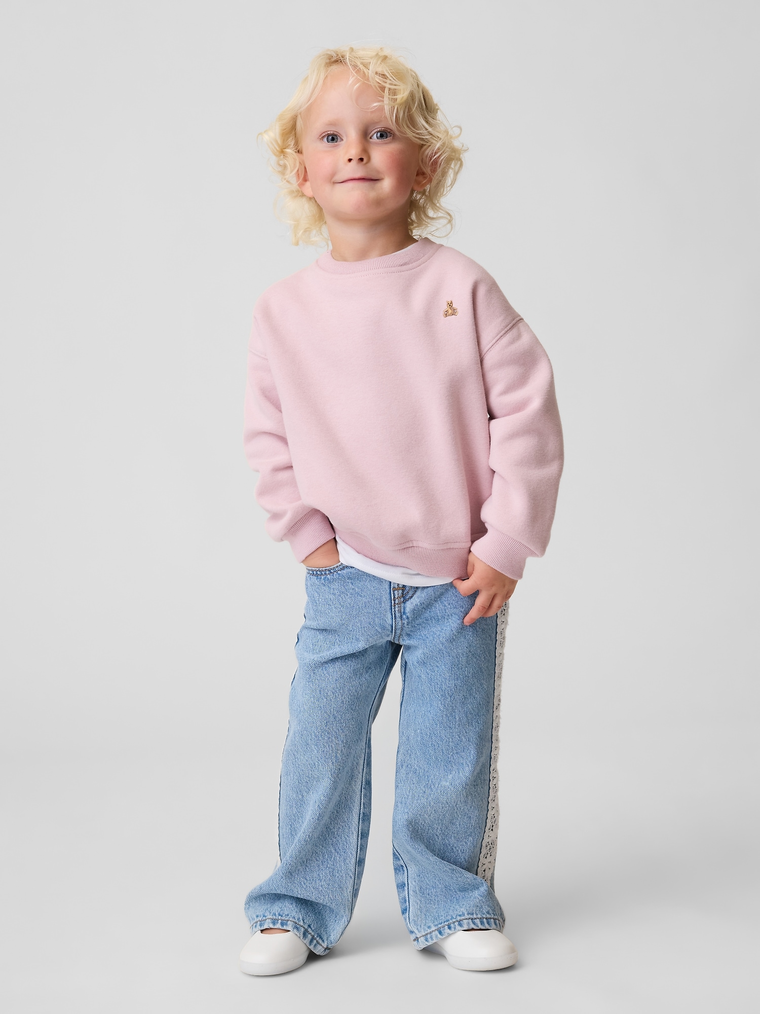 Baby & Toddler Lace-Trim Stride Jeans