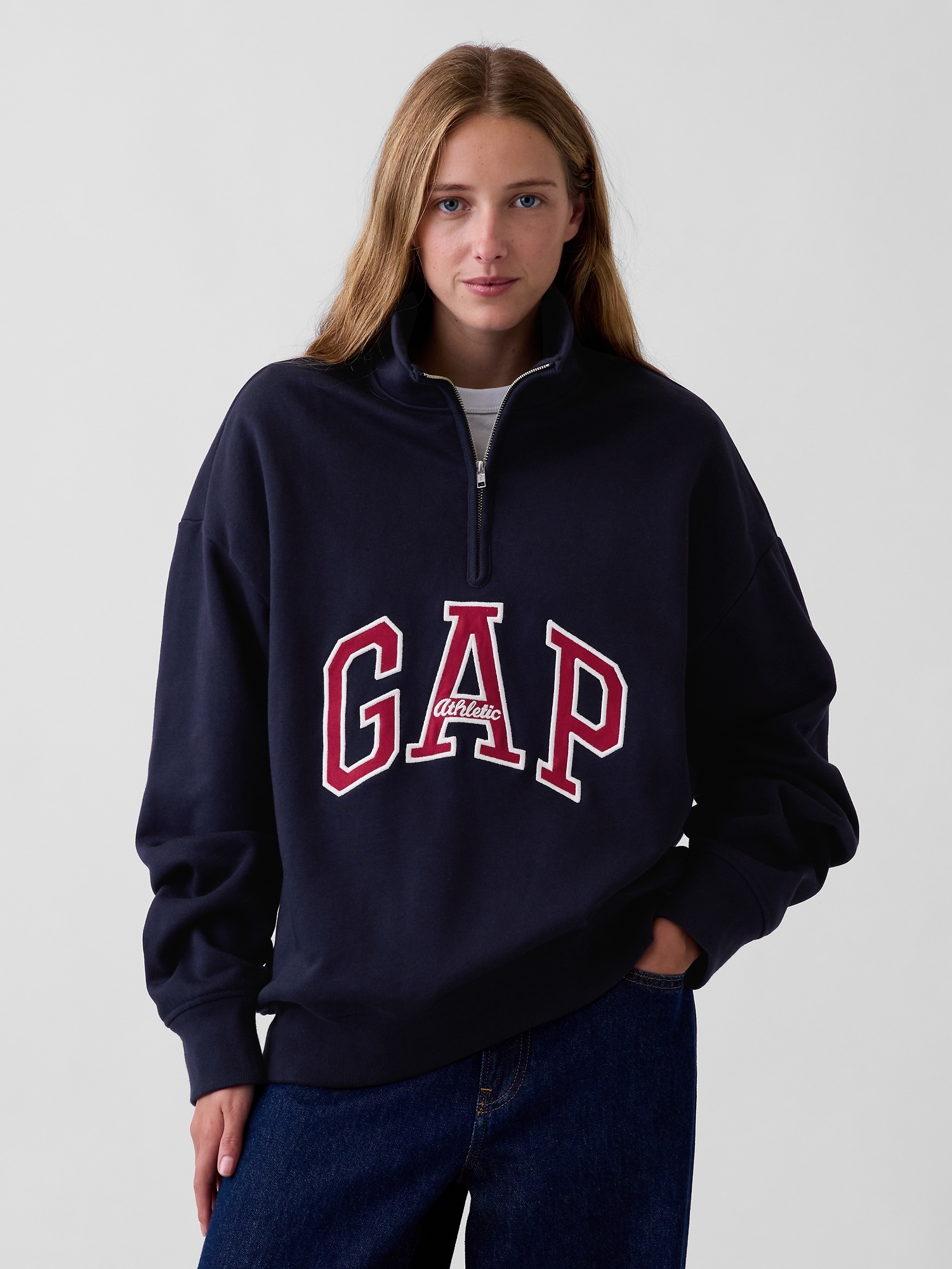 Heavyweight Oversized Logo Half-Zip Pullover