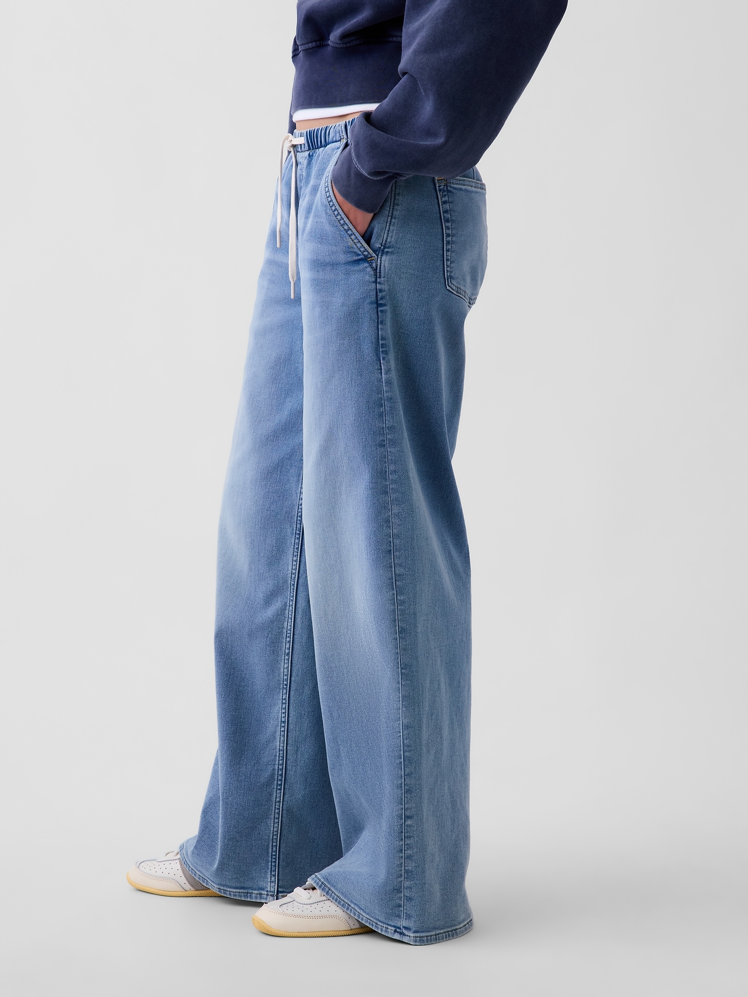 Mid Rise Knit Easy Baggy Jeans