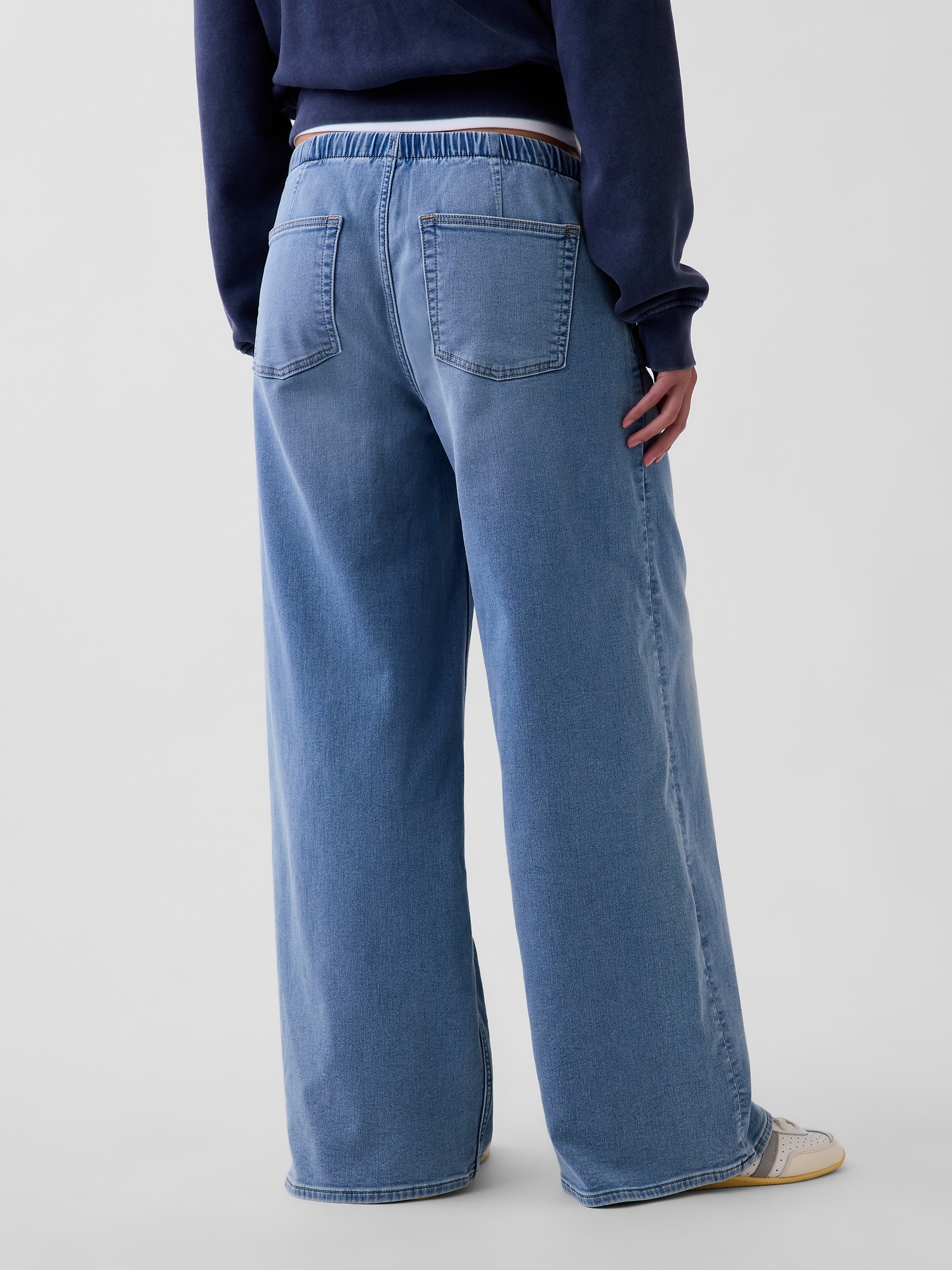 Mid Rise Knit Easy Baggy Jeans