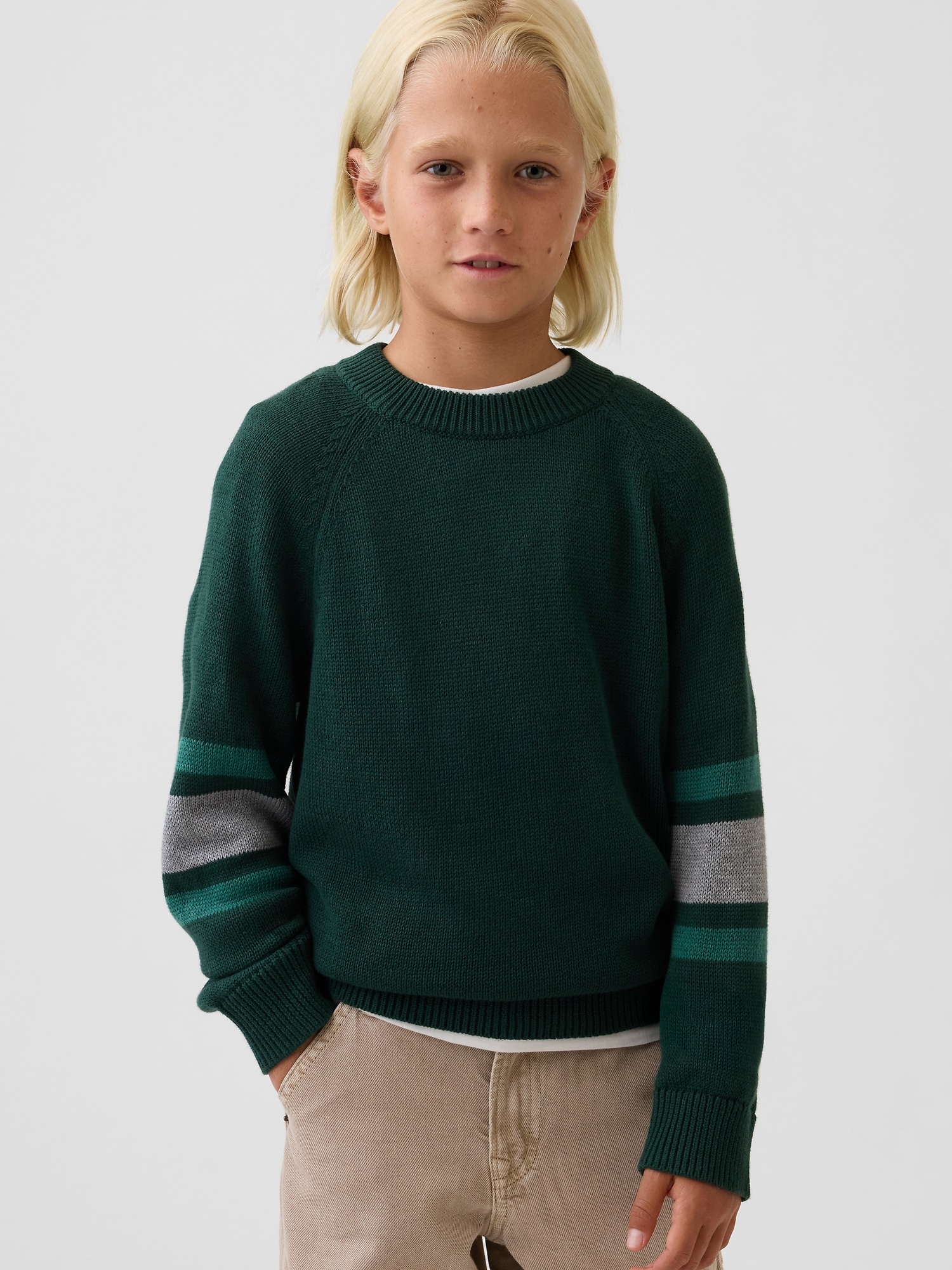 Kids 100% Cotton Relaxed Crew Sweater