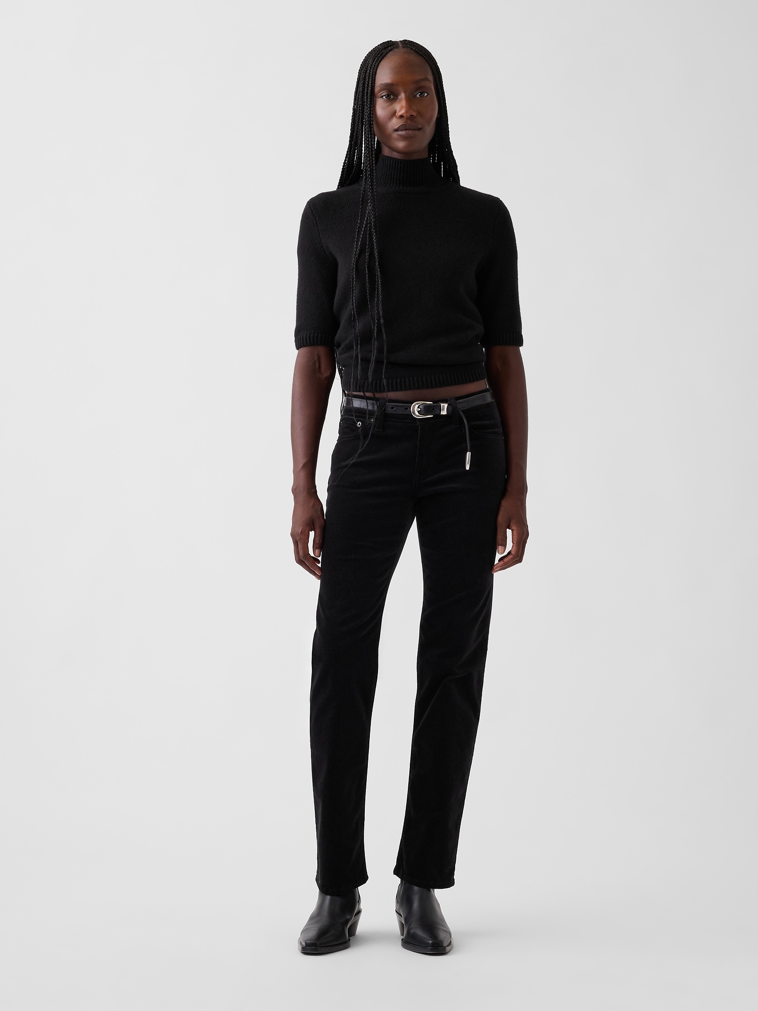 Low Rise Velvet '90s Slim Straight Pants