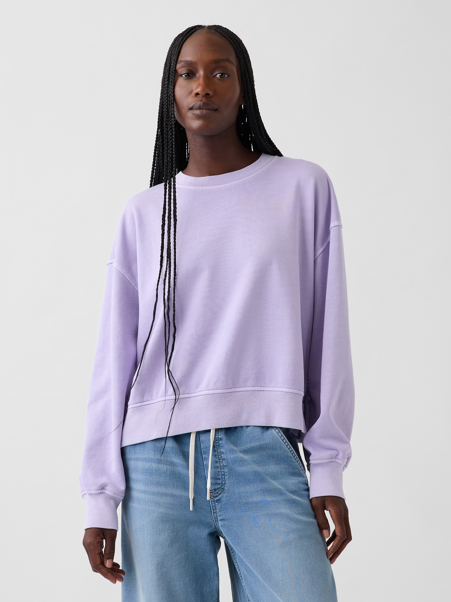 VintageSoft Terry Oversized Wedge Side-Slit Sweatshirt