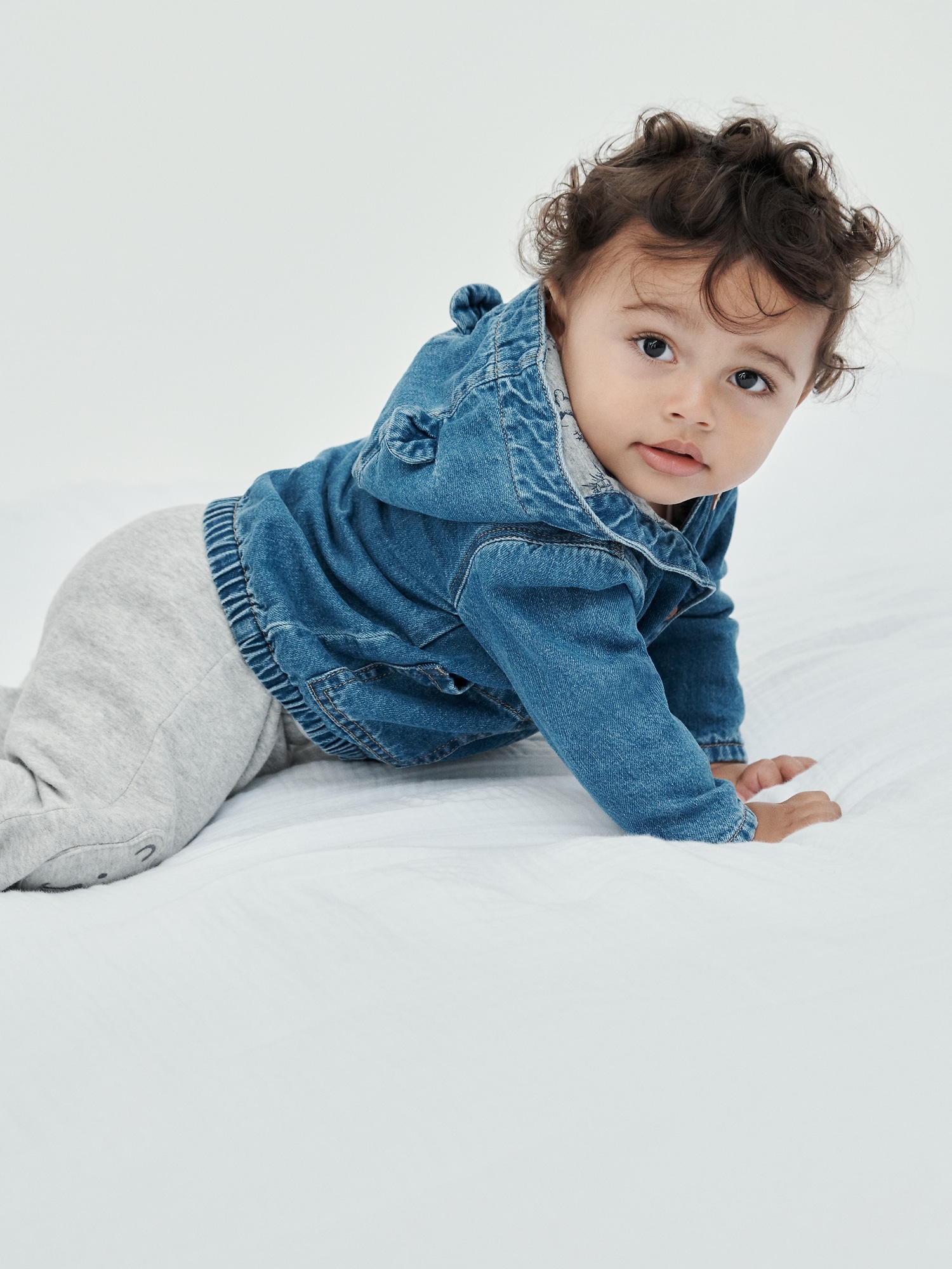 Veste en denim à capuchon doublure jersey pour Bébé