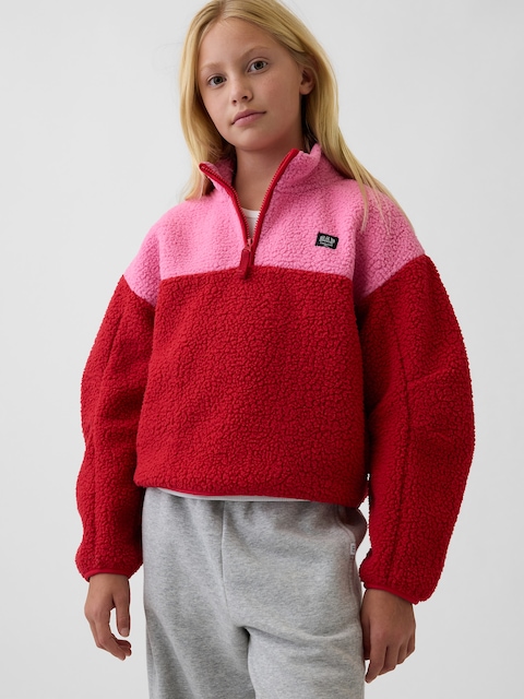CHANDAIL À GLISSIÈRE AU QUART EN SHERPA POUR ENFANT