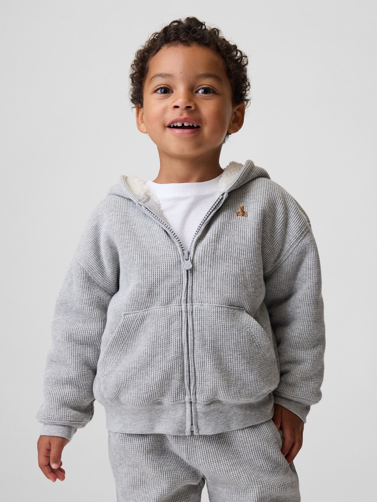Veste à capuchon gaufrée à doublure en sherpa pour Bébé et Tout-petit