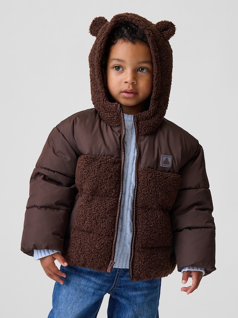 VESTE REMBOURRÉE EN MATIÈRE RECYCLÉE À MOTIF D'OURSON POUR BÉBÉ ET TOUT-PETIT
