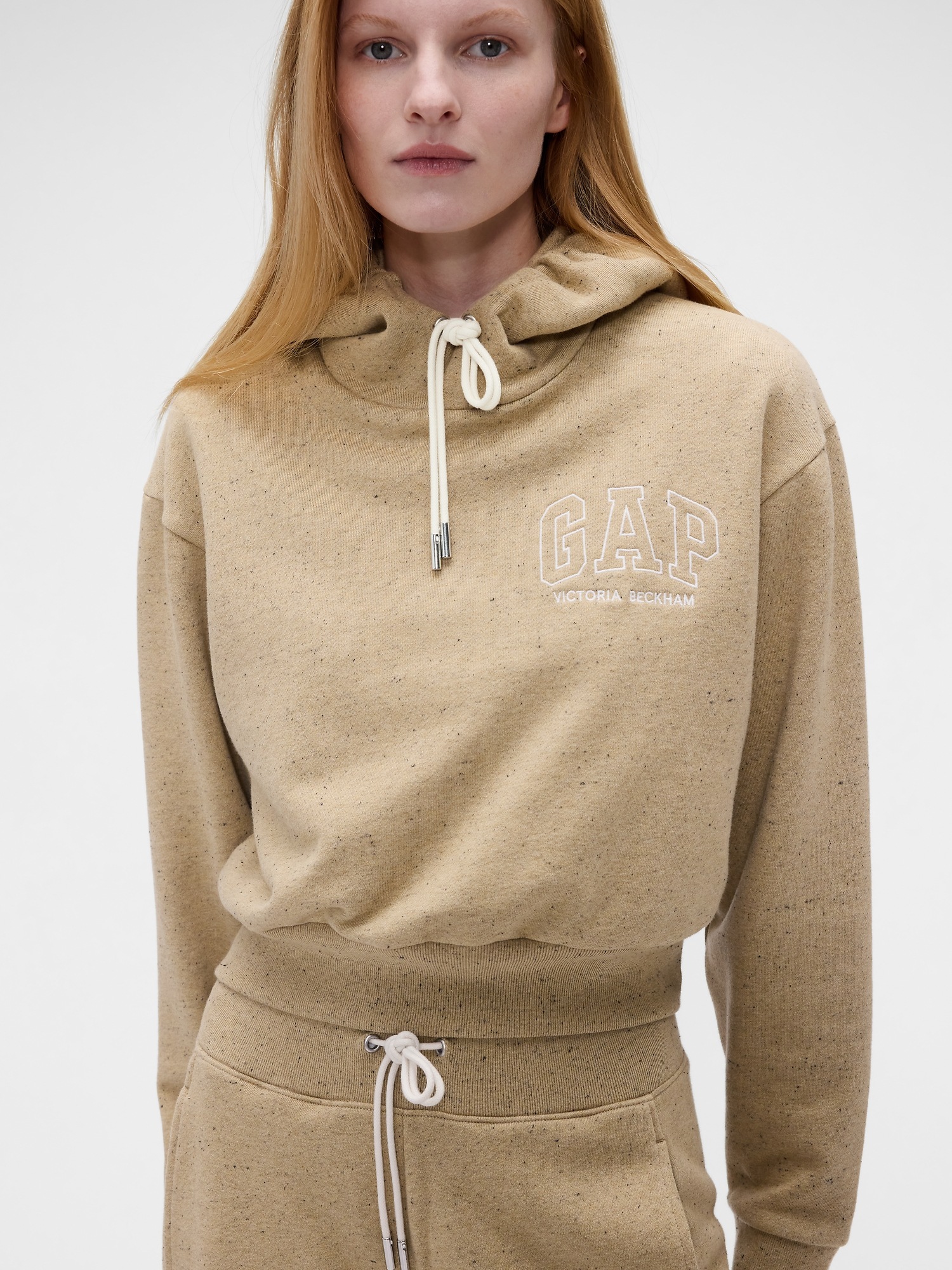 Victoria Beckham Heavyweight Logo Crop Hoodie