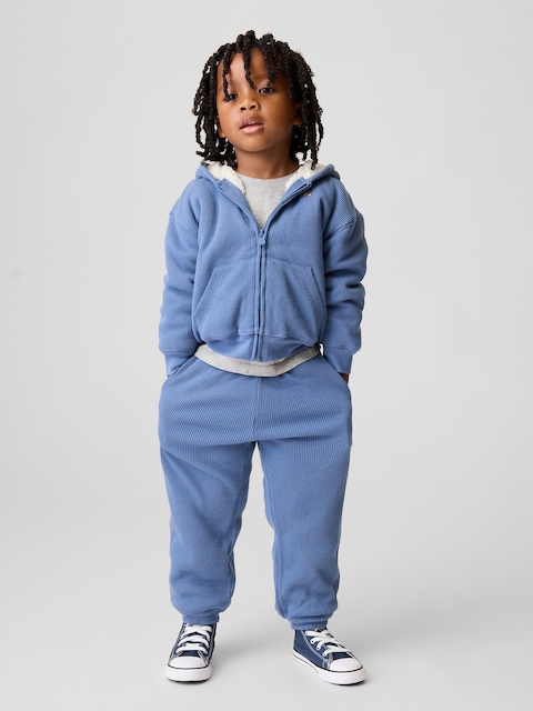 PANTALON DE JOGGING EN TRICOT GAUFRÉ À DOUBLURE EN SHERPA POUR BÉBÉ ET TOUT-PETIT