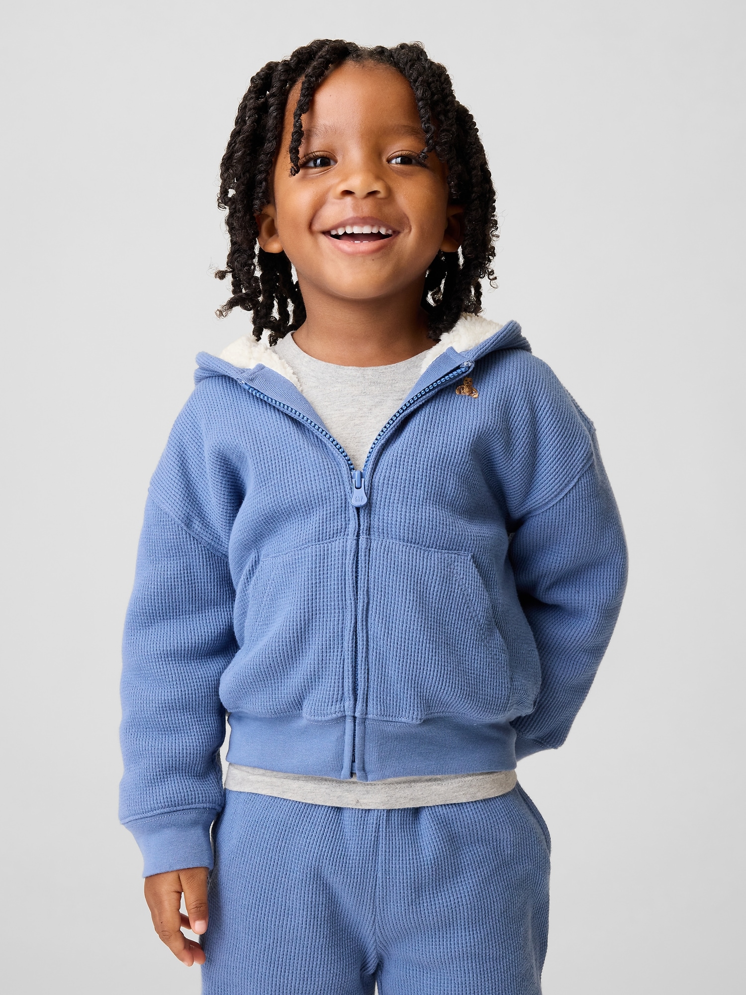Veste à capuchon gaufrée à doublure en sherpa pour Bébé et Tout-petit