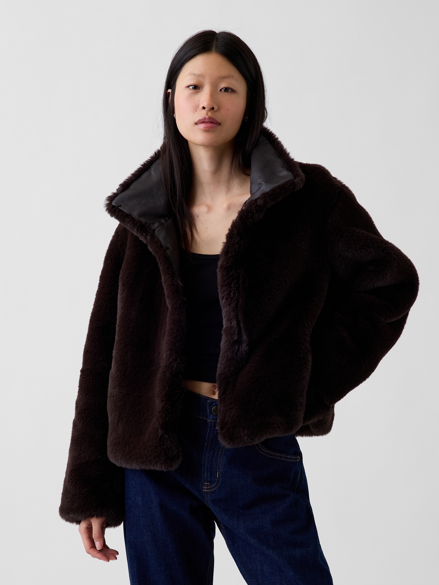 Recycled Faux Fur Crop Jacket