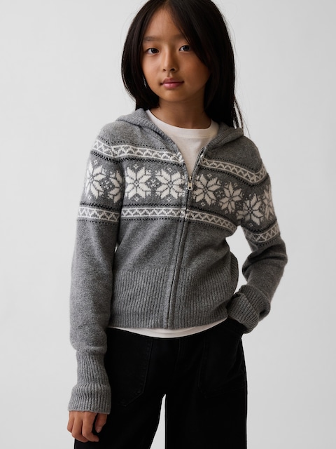 VESTE À CAPUCHON EN TRICOT EFFET CACHEMIRE POUR ENFANT