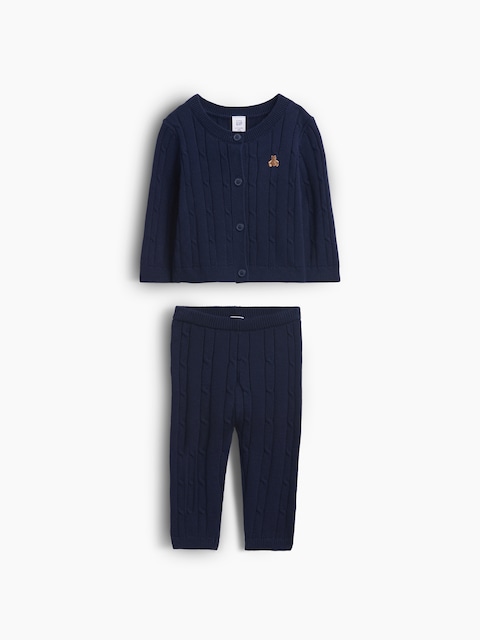 Baby Cable-Knit Cardigan Sweater Outfit Set