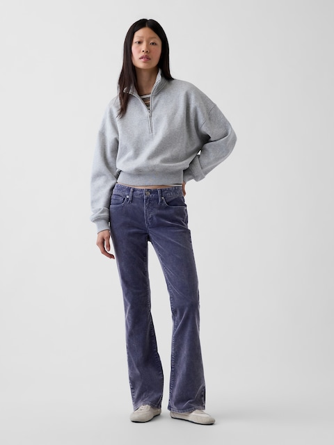 PANTALON ÉTROIT LÉGÈREMENT ÉLANCÉ EN VELOURS CÔTELÉ À TAILLE BASSE