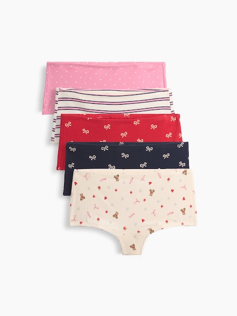 SHORT COURT EN COTON BIOLOGIQUE EXTENSIBLE À MOTIF POUR ENFANT (PAQUET DE 5)