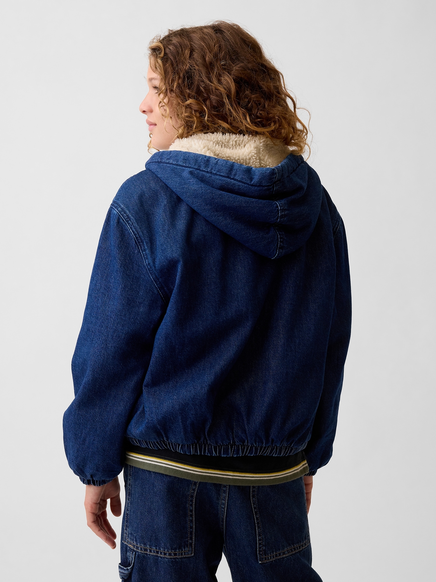 Veste en toile à capuchon doublure sherpa pour Enfant