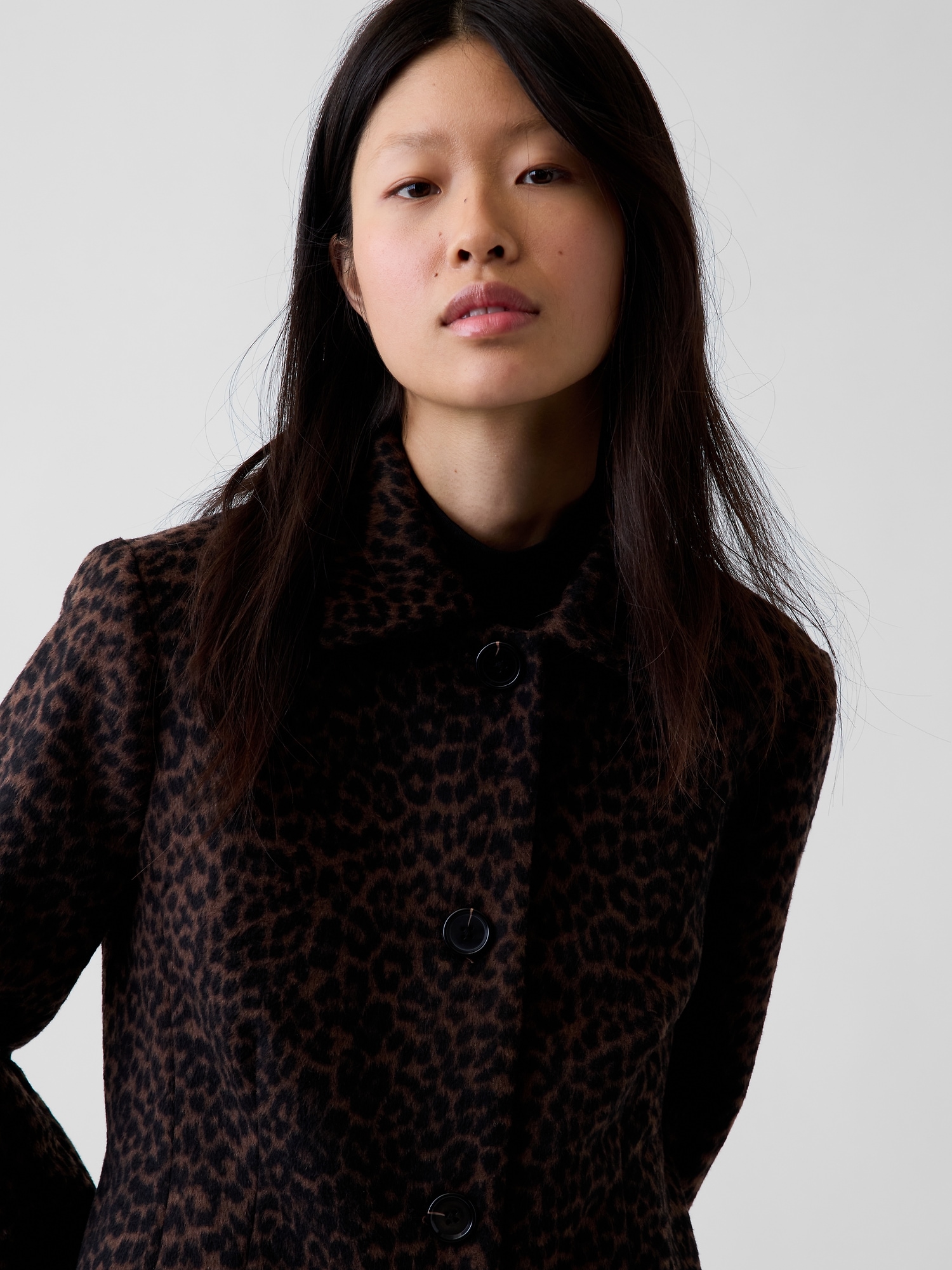 Wool-Blend Leopard Coat