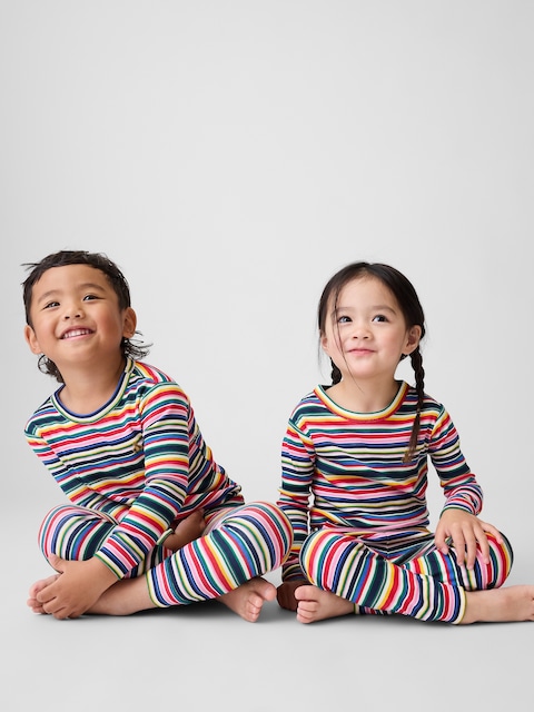 PYJAMA EN COTON BIOLOGIQUE BROSSÉ À RAYURES POUR BÉBÉ ET TOUT-PETIT