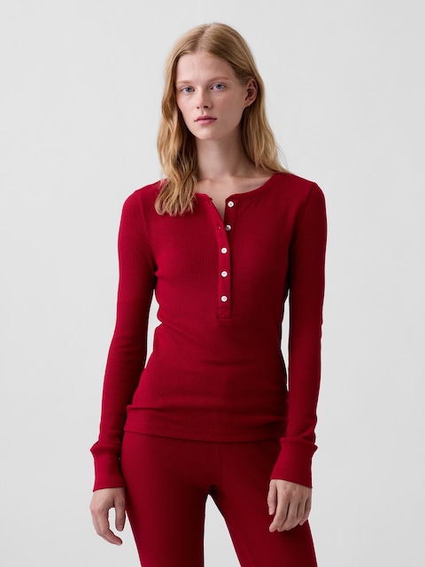 Waffle Henley PJ Top