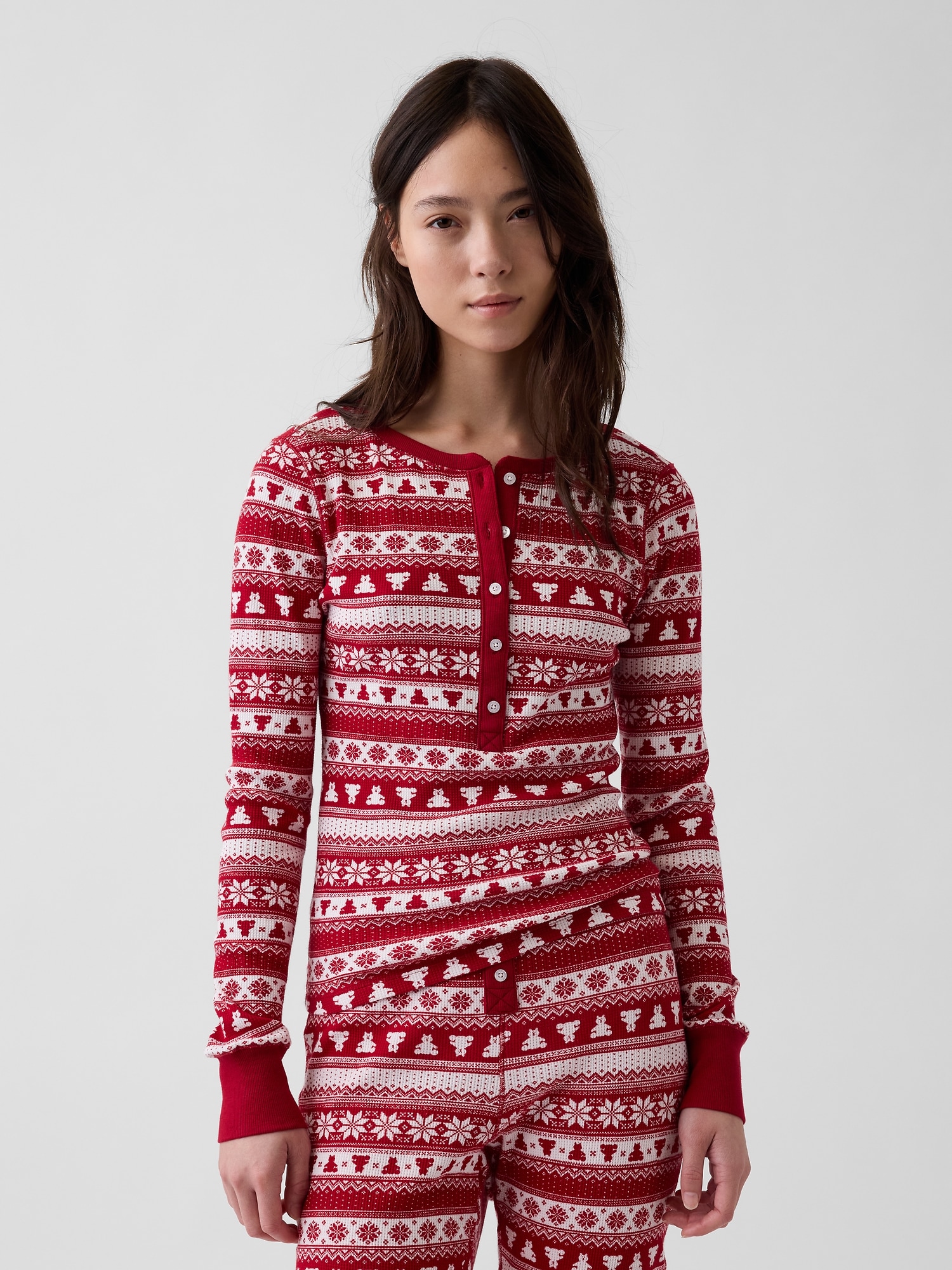 Waffle Henley PJ Top