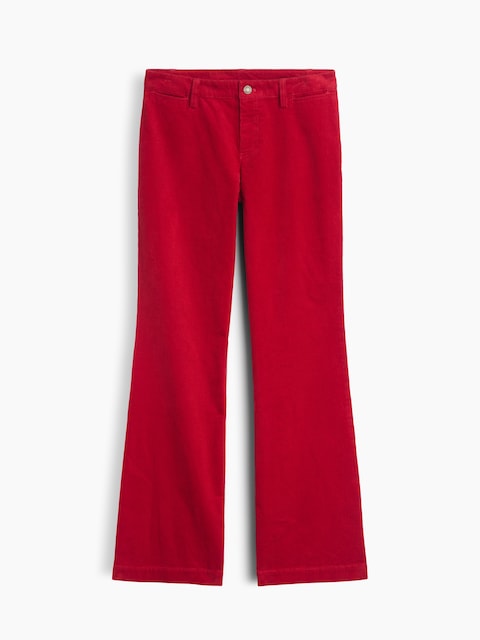Mid Rise Corduroy Relaxed Flare Pants