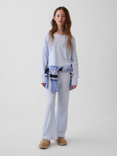 LEGGING ÉVASÉ GAUFRÉ À TAILLE RABATTABLE POUR ENFANT