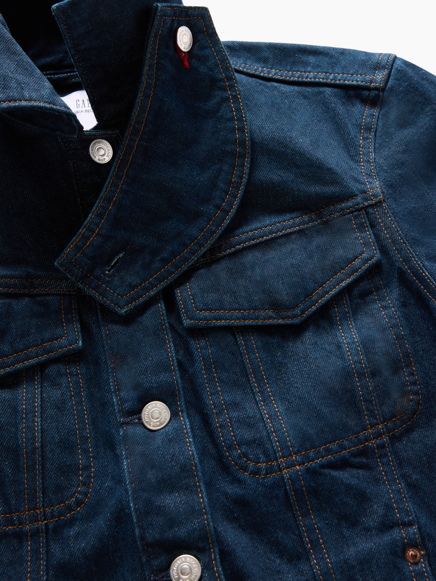 × Victoria Beckham Latch-Collar Denim Jacket