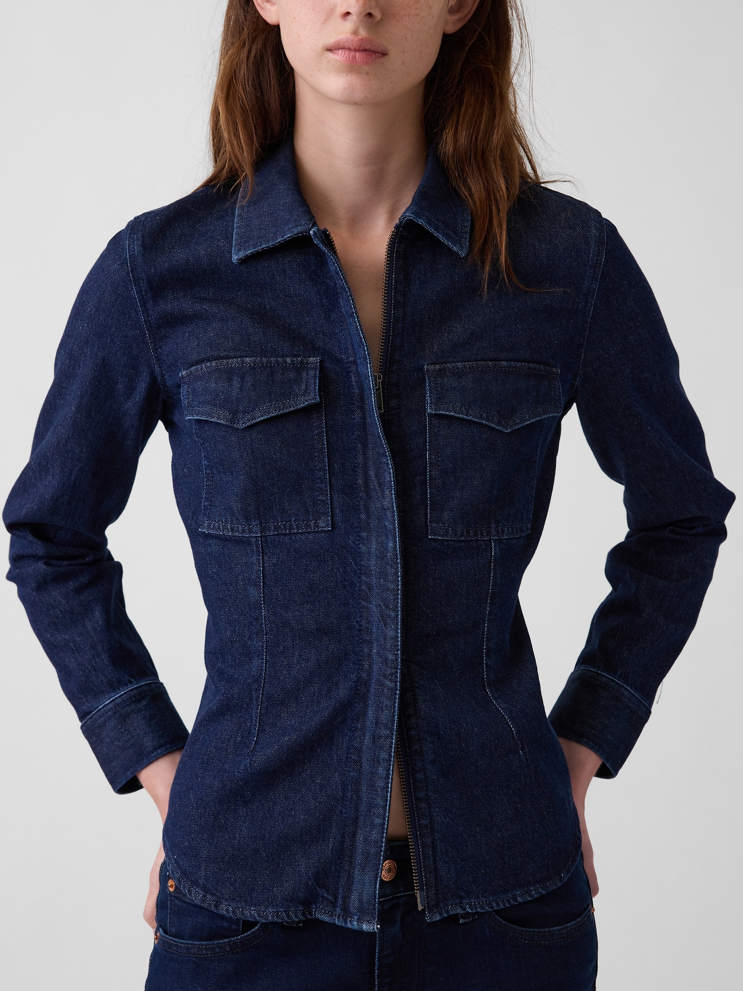 Denim Fitted Utility Shirt