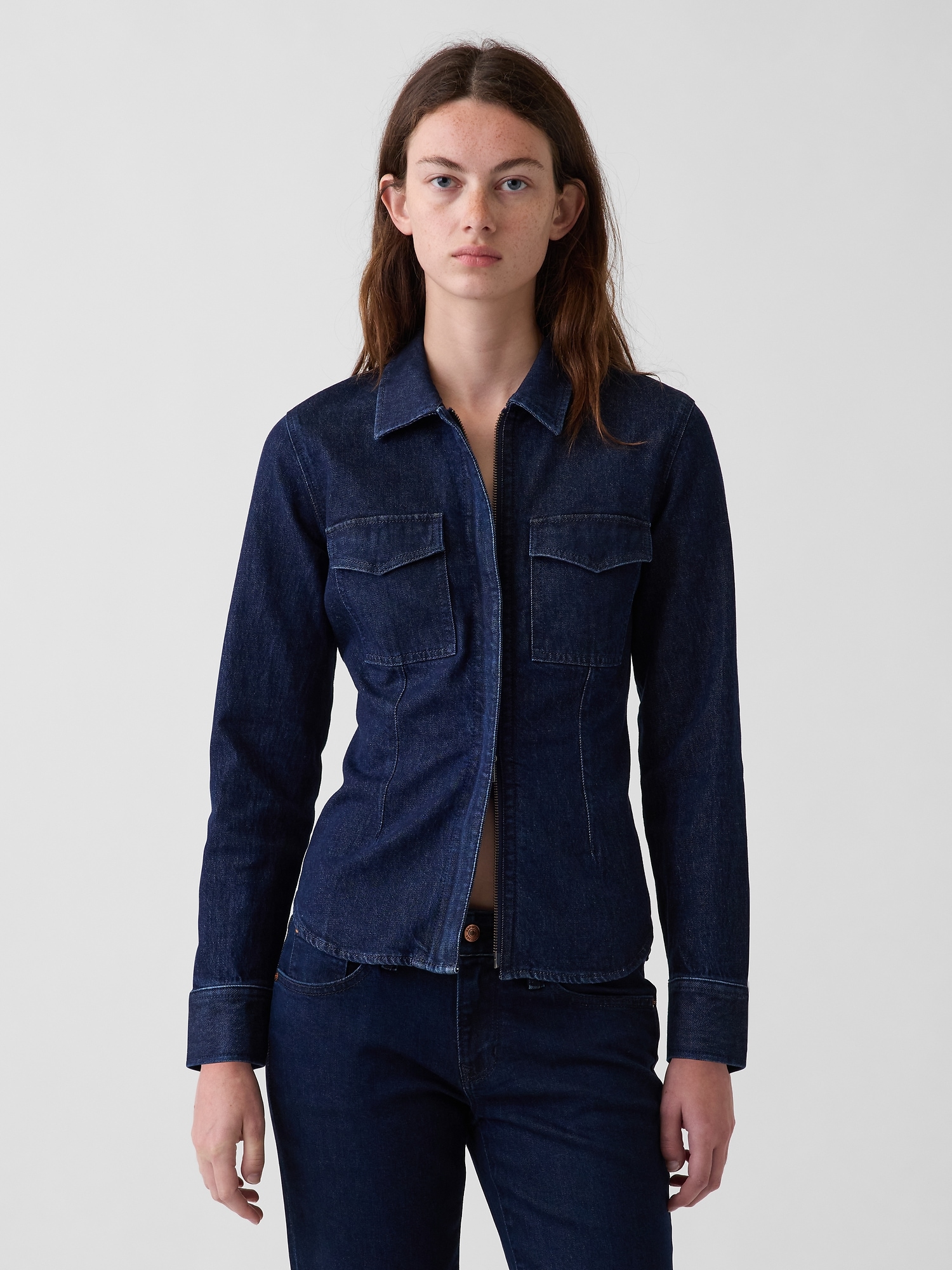Denim Fitted Utility Shirt