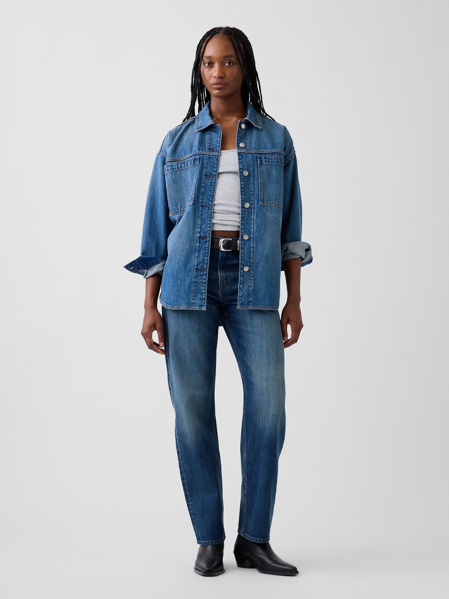 Mid Rise Straight Taper Jeans