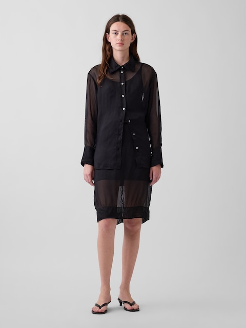 JUPE AU GENOU EN ORGANZA DIAPHANE