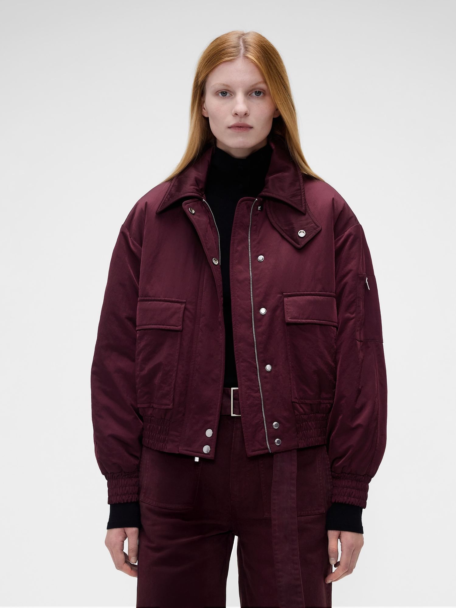 Gap × Victoria Beckham Oversized Satin Bomber Jacket