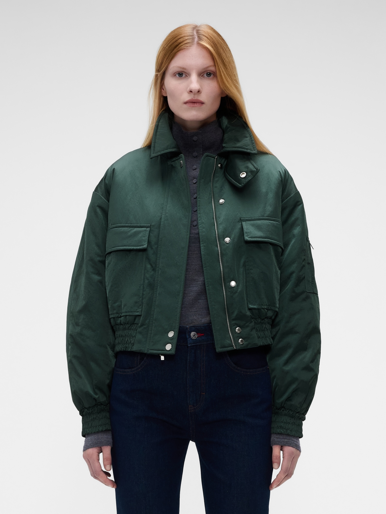 Gap × Victoria Beckham Oversized Satin Bomber Jacket