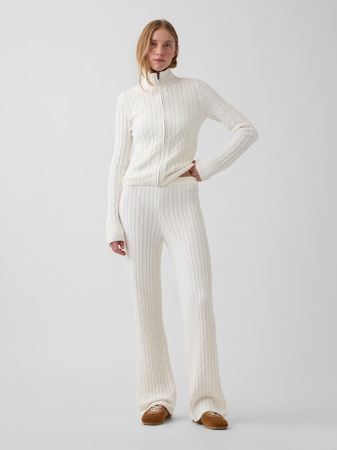 CashSoft Cable-Knit Sweater Pants