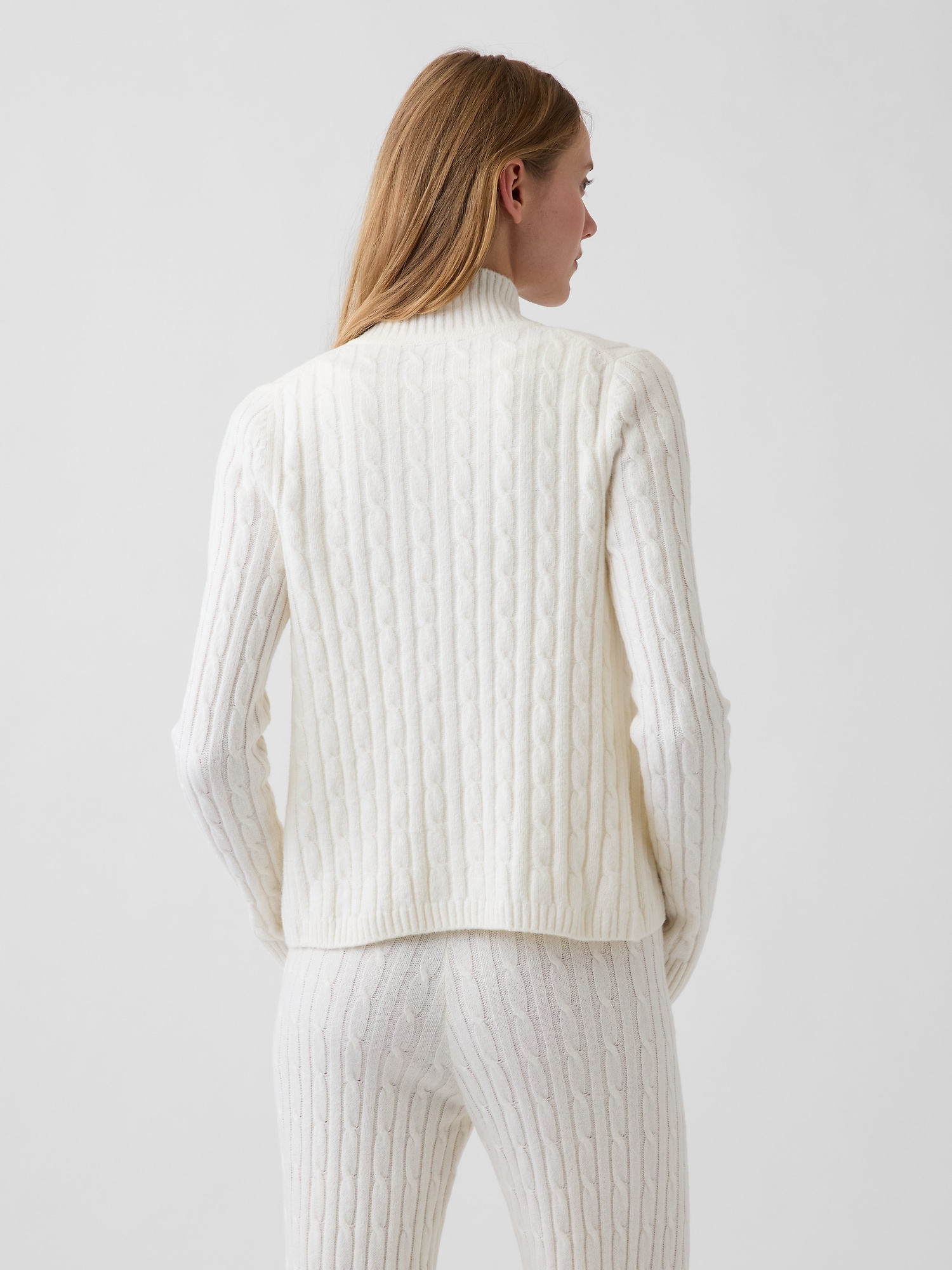 CashSoft Cable-Knit Zip Cardigan